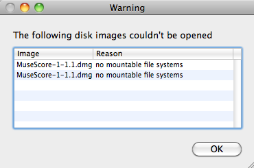 Dmg the following disk images couldn